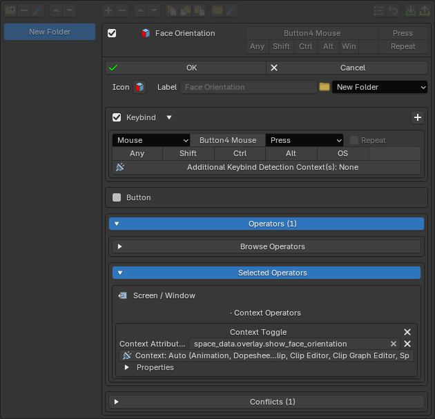 The entry form with operator and keybind set