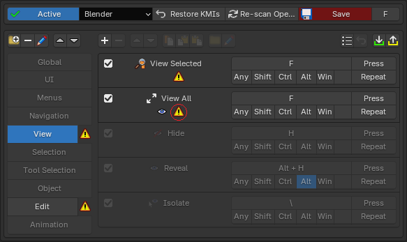 Conflict focus mode dimming unrelated entries