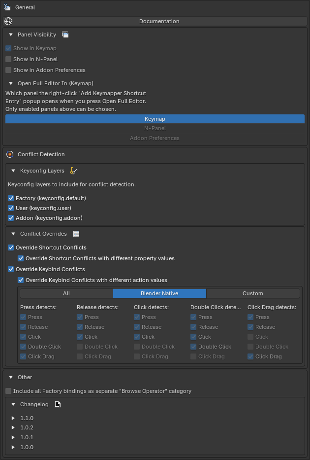 Keymapper addon preferences