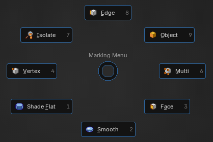 The Marking Menu open in the 3D Viewport