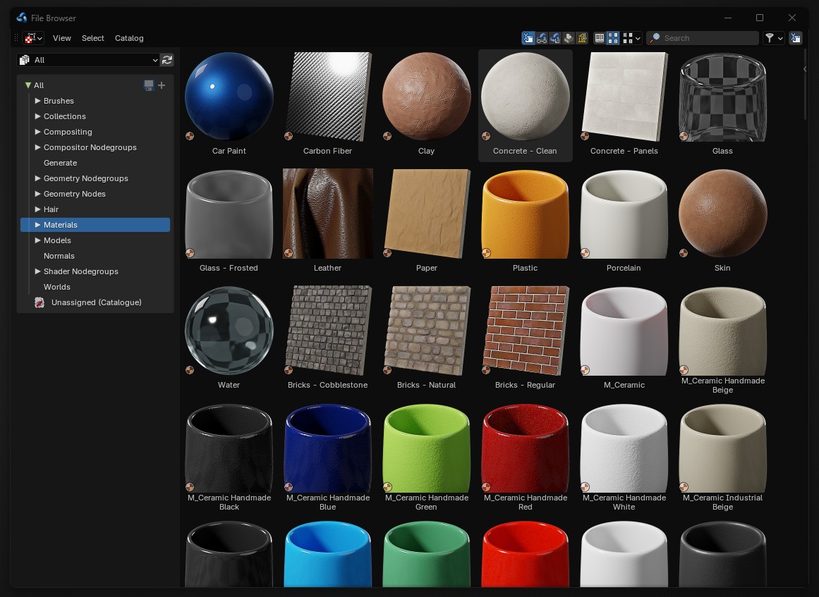 The Asset Browser opened in its own window