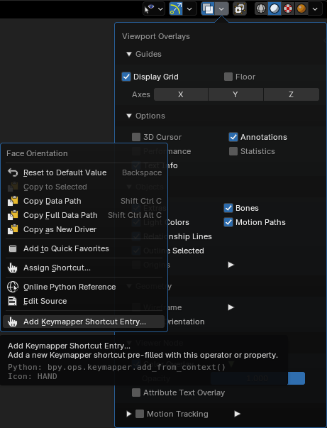 Right-click menu with Add Keymapper Shortcut Entry