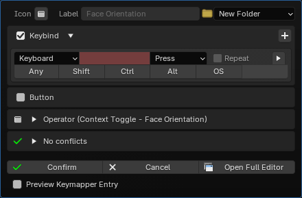 The right-click add popup panel