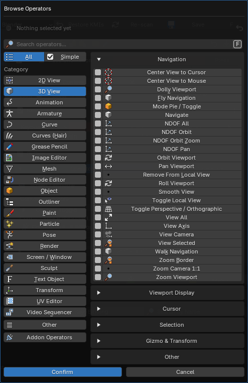 Browse Operators in All mode