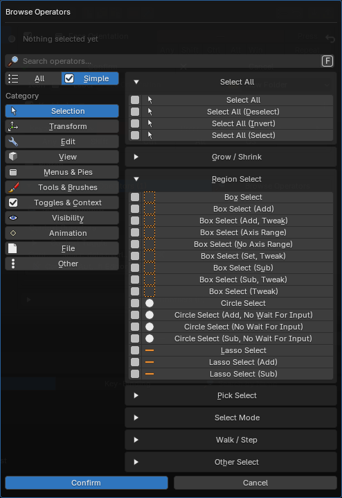 Browse Operators in Simple mode