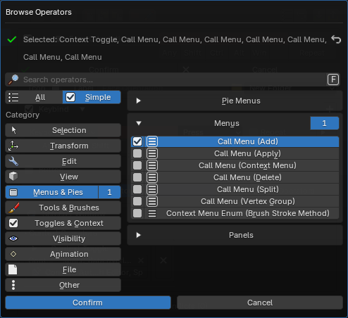 Selecting a multi-op bundle in the Simple browse mode