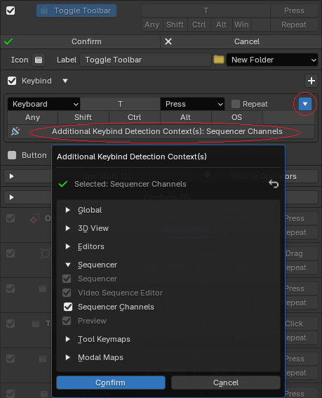 The Additional Keybind Detection Contexts dropdown