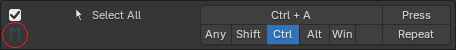 An entry with the dimmed mirror icon, identical to a default keybinding