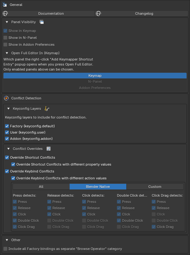 Keymapper addon preferences