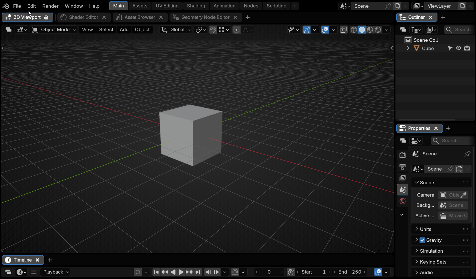A tab bar above a 3D Viewport with four tabs