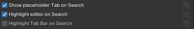 Show placeholder Tab on Search, Highlight editor on Search and Highlight Tab Bar on Search